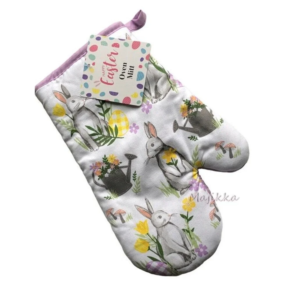 Easter Kitchen Dish Towel Potholder Oven Mitt Bunny Peter Cottontail Set of 3
